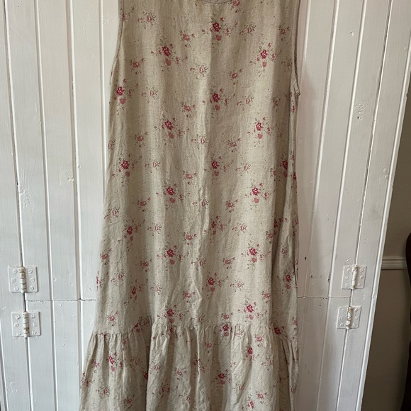 Ruffled Pink and Tan Scoop Neck Maxi Sundress - Picture 8 of 16